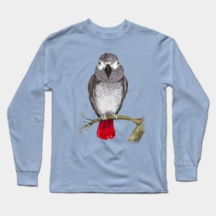 African grey parrot watercolor Long Sleeve T-Shirt